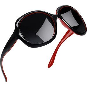 Women's Black Red/Black Trendy Polarized Driving Sun Glasses UV Protective